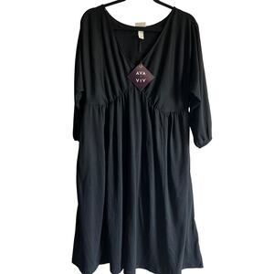Ava & Viv Women's Black Dolman Sleeve Empire Waist Dress - Size XL - NWT